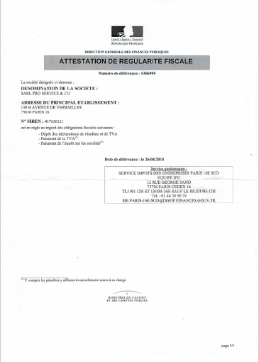 attestation régularité fiscale